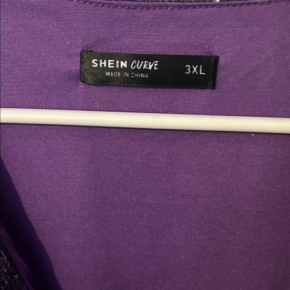 SHEIN Curve Purple Long Sleeve Plus-Size Dress